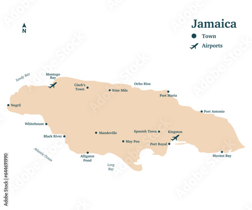 Jamaica Island Vector Map Design