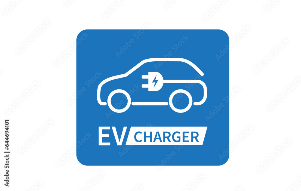 Electric car charger sign. Ev car. environment care concept. Vector illustration. Electric car charger sign. Ev car. environment care concept. Vector illustration.