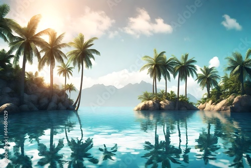 pool with palm trees © Amer