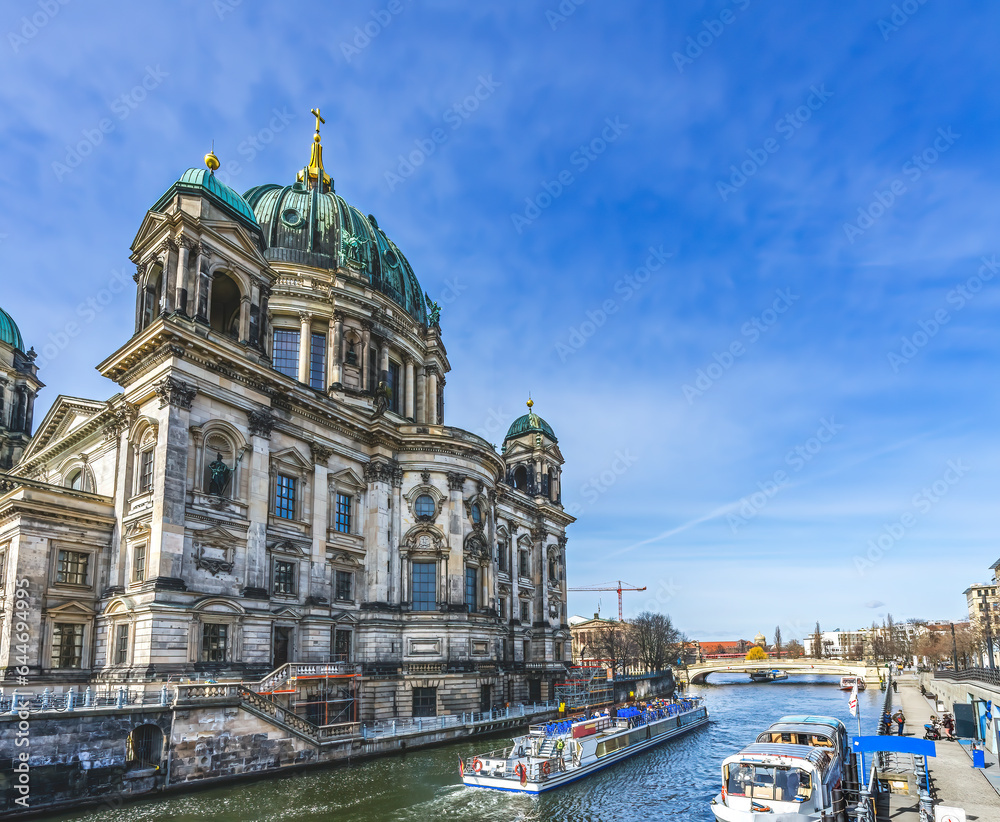 Spree River Tour Boats Cathedral Berlin Germany