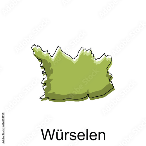 Map City of Wurselen, World Map International vector template with outline illustration design photo