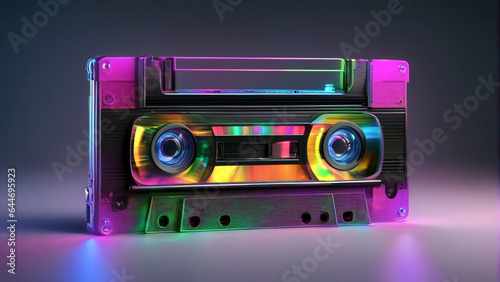 Bunte Musikkassette der 1980er Jahre. Speichermedium Anno dazumal. 
