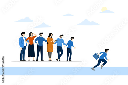 concept of priority or fast track advantage to win business competition or career path, fast track to progress, entrepreneurs run fast in the fast lane while others are stuck in traffic.