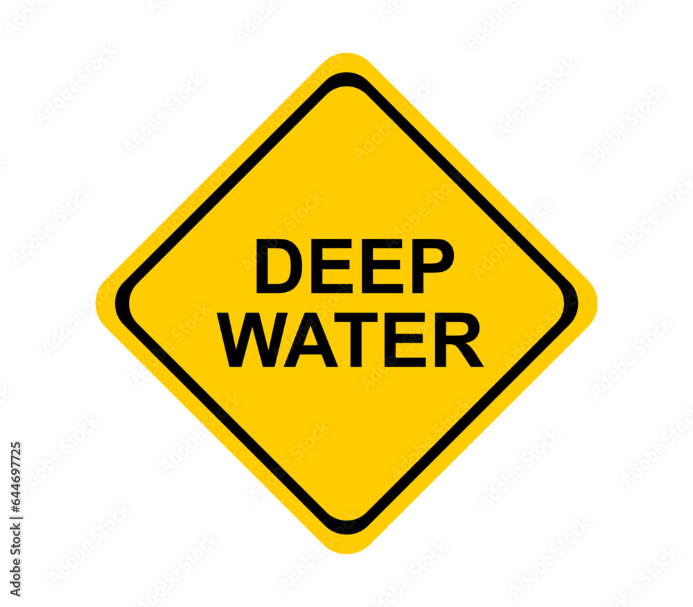 Deep water sign on yellow board Deep water sign on yellow board