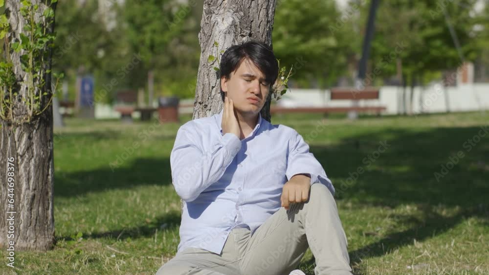 Depressed and thoughtful young man sits on the floor. Depressed and thoughtful young man sits on the floor.