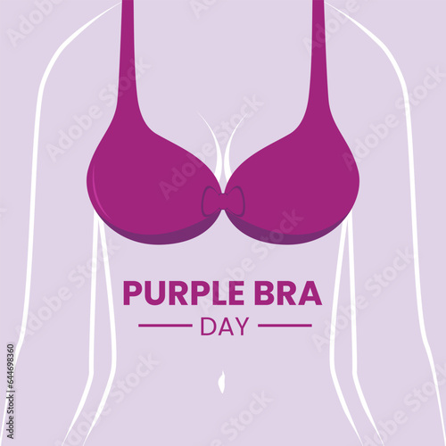 Vector graphic of Purple Bra Day observed each year on September 18, Breast cancer awareness vector. Beautiful violet bra