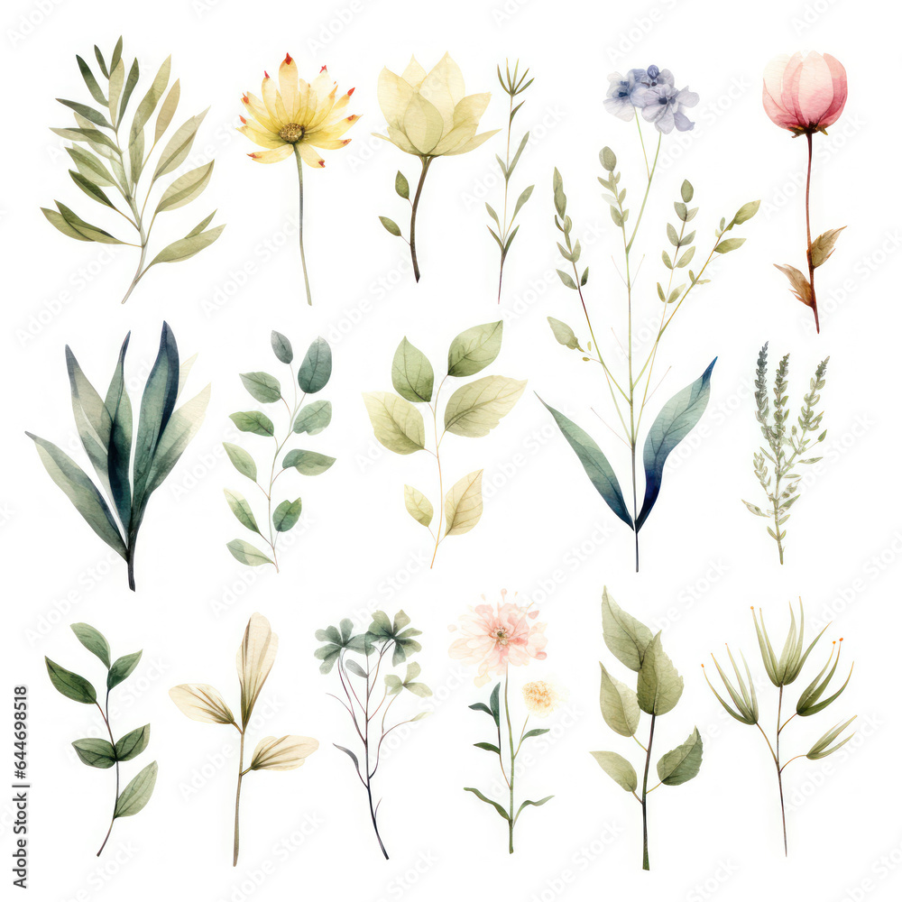 Set of floral elements. Flower red, burgundy, navy blue rose, green leaves. Wedding concept - flowers. Floral poster, invite. Vector arrangements for greeting card or invitation design Set of floral elements. Flower red, burgundy, navy blue rose, green leaves. Wedding concept - flowers. Floral poster, invite. Vector arrangements for greeting card or invitation design
