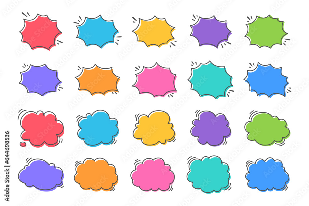Hand drawn text box. Cute cartoon style talking dialogue. Hand drawn text box. Cute cartoon style talking dialogue.