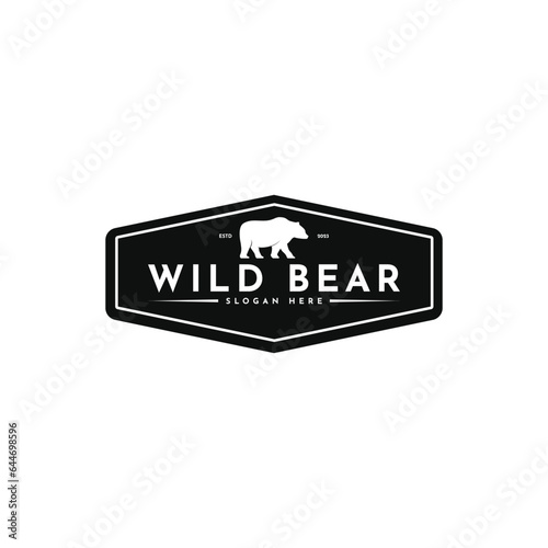 Wild bear logo design vintage retro