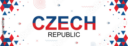 Czech Republic nation banner abstract background, flag colors combination, suitable for national celebrations and festivals, red and blue color geometric design with shapes