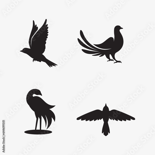 birds and wing logo animal vector icon fly design illustration template graphic