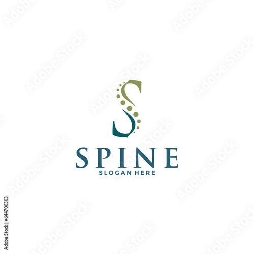 initial Letter S and spine logo vector, Chiropractic Logo design icon template