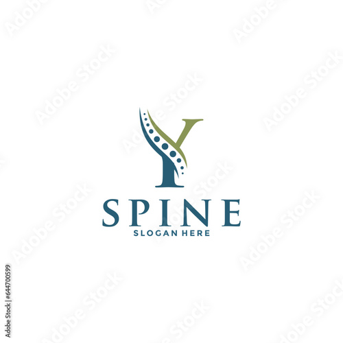initial Letter Y and spine logo vector, Chiropractic Logo design icon template