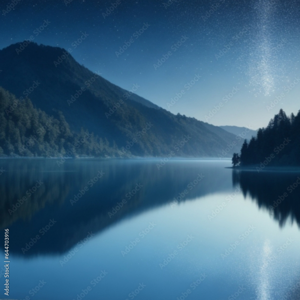 AI, generation, creation, star, sky, night, space, galaxy, universe, stars, astronomy, dark, illustration, liver, mountain, lake, water, landscape