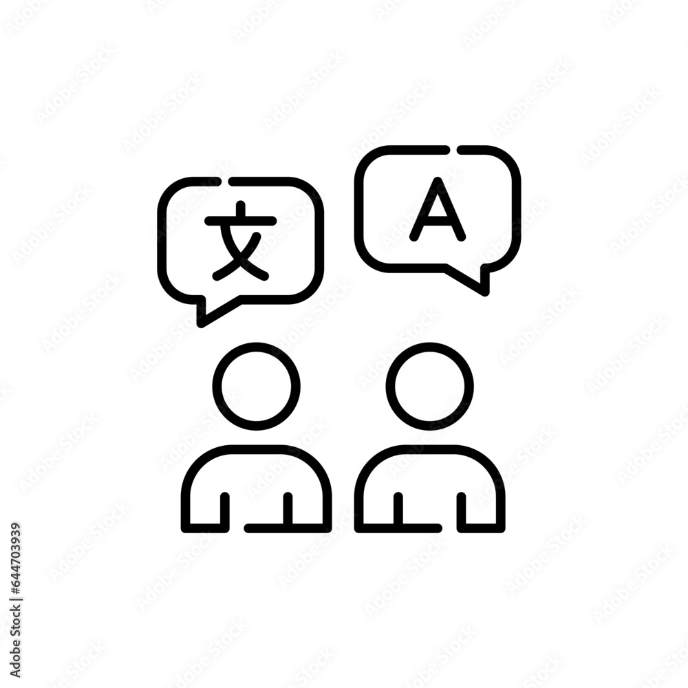People communicating in different languages. Pixel perfect, editable stroke icon