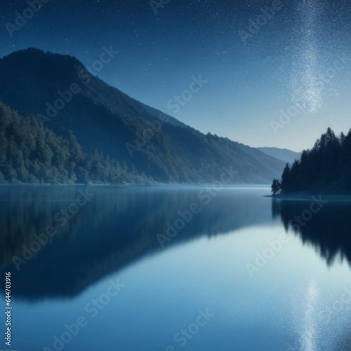 AI, generation, creation, star, sky, night, space, galaxy, universe, stars, astronomy, dark, illustration, liver, mountain, lake, water, landscape