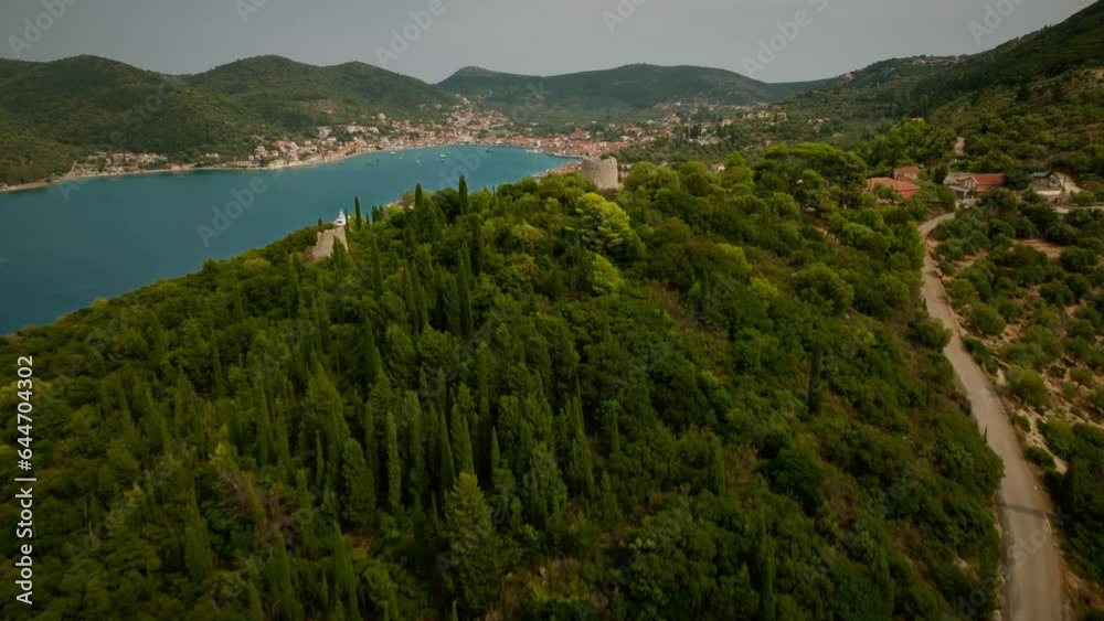 A cinematic aerial shot of the island Ithaca in Greece. A cinematic aerial shot of the island Ithaca in Greece.