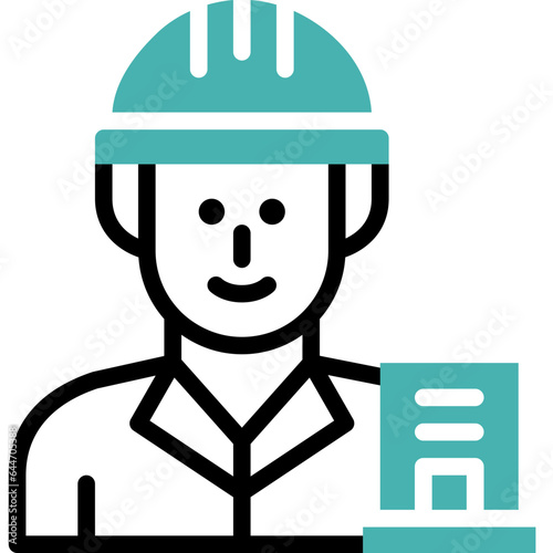contractor flat line icon