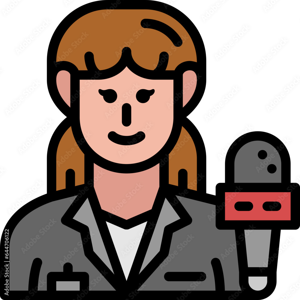 woman reporter filled outline icon