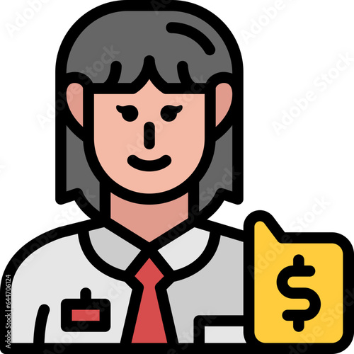 saleswoman filled outline icon