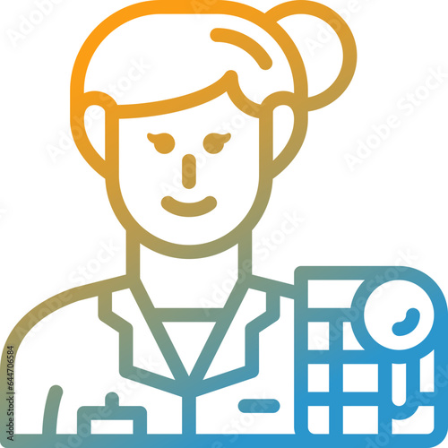 woman auditor gradient line icon