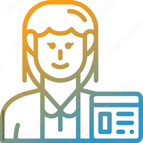 woman blogger gradient line icon