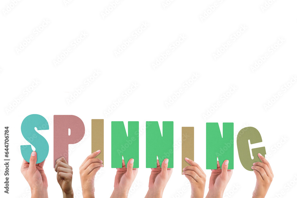 Digital png illustration of hands holding spinning text on transparent background Digital png illustration of hands holding spinning text on transparent background