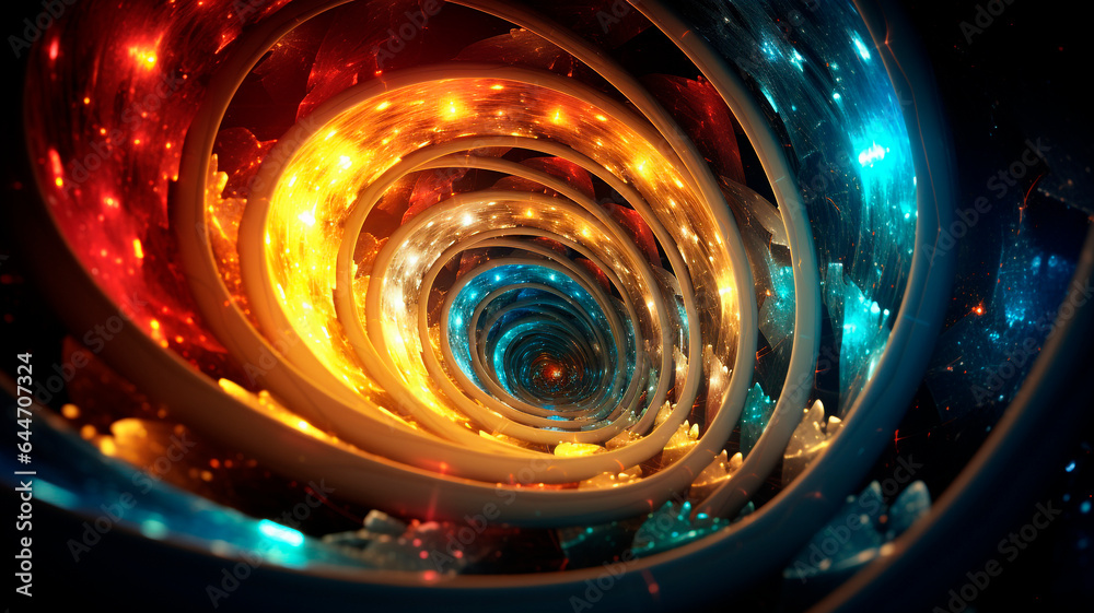 star-shaped spiral recursive concentricity, illustration of graphical representation of fibanaci sequentiality. Generative AI star-shaped spiral recursive concentricity, illustration of graphical representation of fibanaci sequentiality. Generative AI