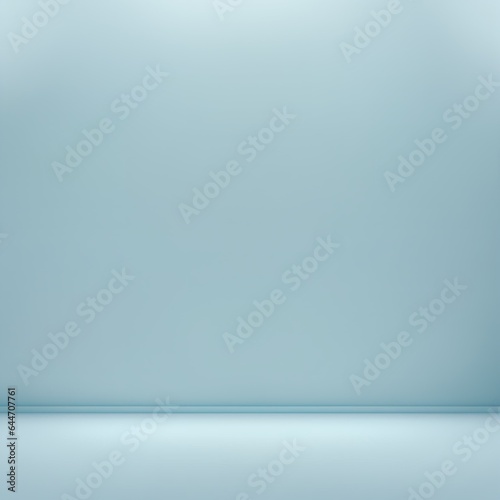 Clean light blue backdrop background for product presentation. Empty room with blue wall
