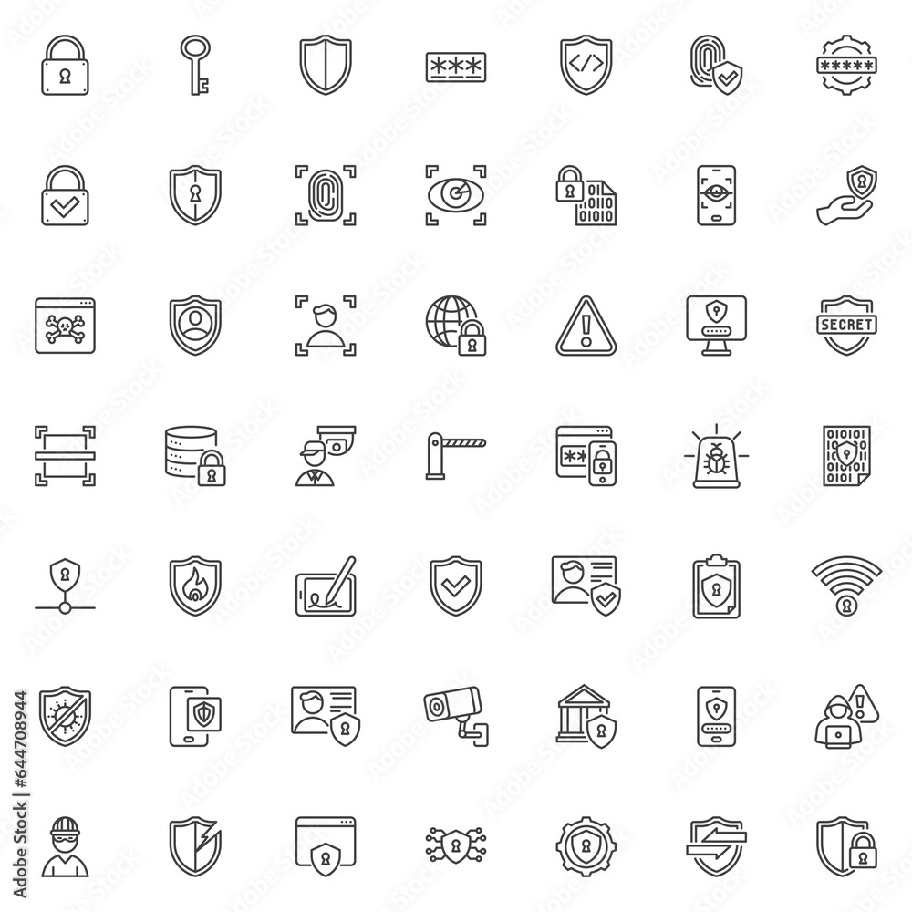 Cyber security line icons set Cyber security line icons set