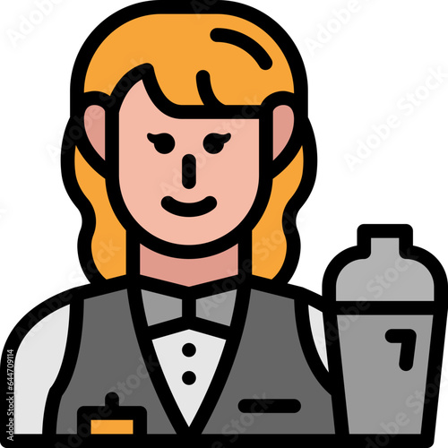 female bartender filled outline icon