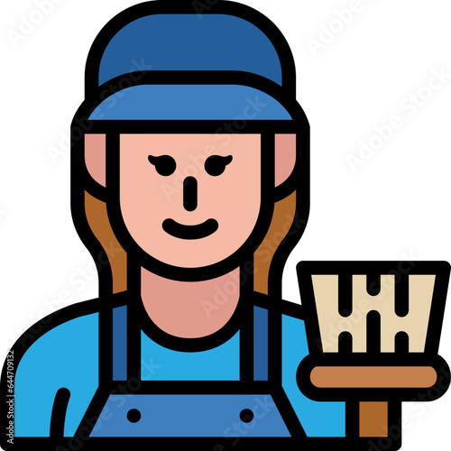 female janitor filled outline icon