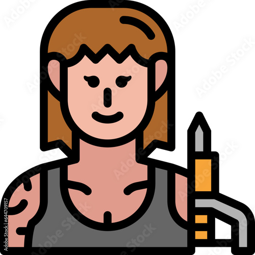 female tattoo artist filled outline icon