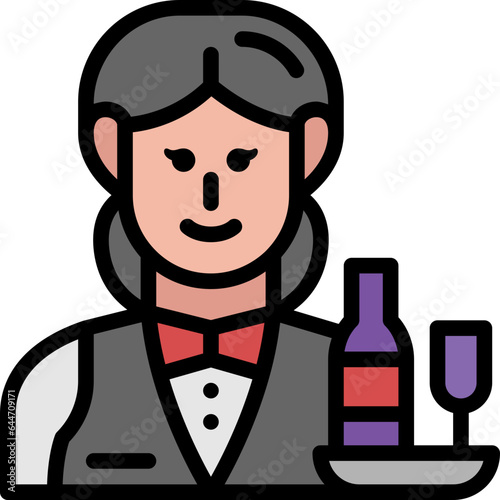 waitress filled outline icon