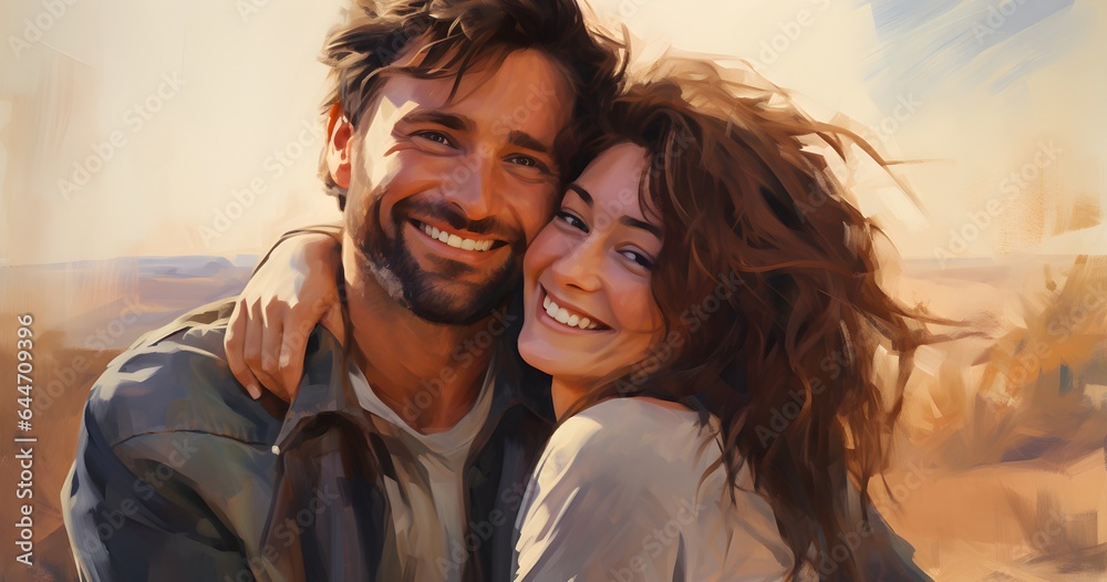 Happy young couple smile Generative AI