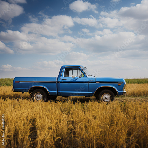 Wallpaper Mural blue vintage pickup in the field Torontodigital.ca