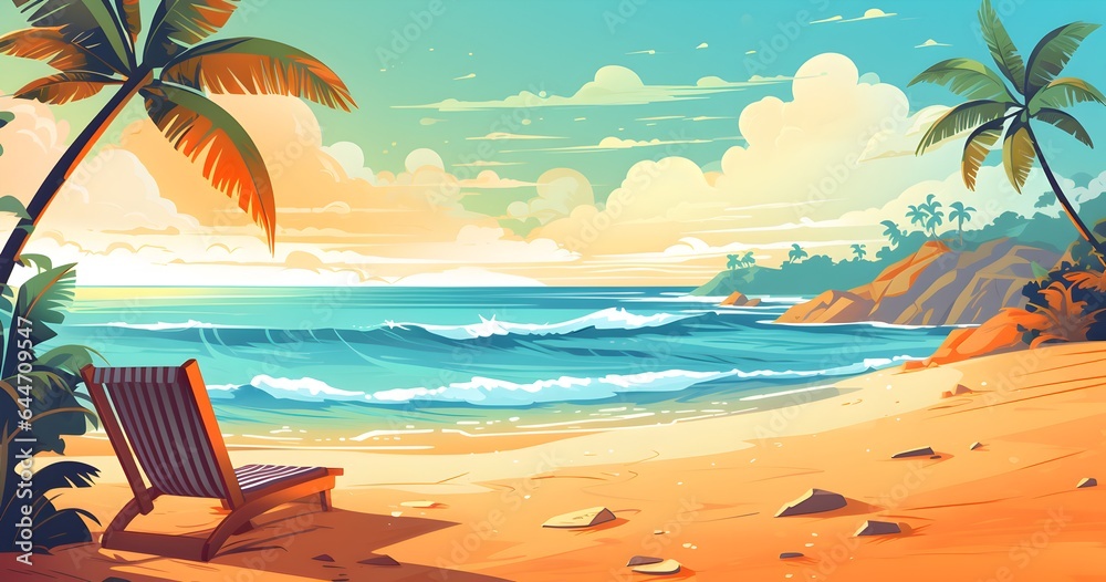 Summer background with beach background Generative AI - obrazy, fototapety, plakaty 