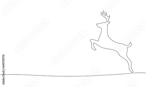 Deer one line continuous banner. Line art deer concept banner. Outline vector illustration.