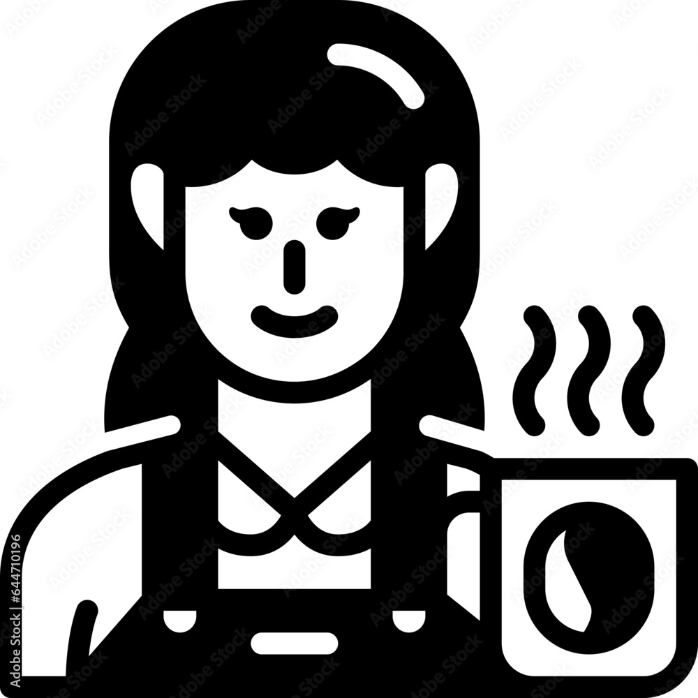 female barista solid line icon