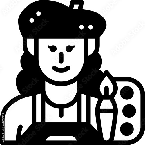 female artist solid line icon