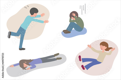 トラブルが起こる人々　イラスト
