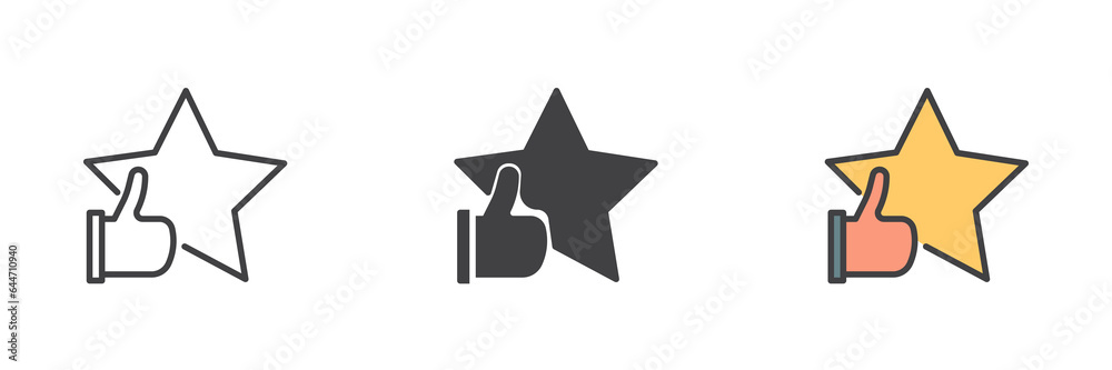 Star and thumb up different style icon set Star and thumb up different style icon set