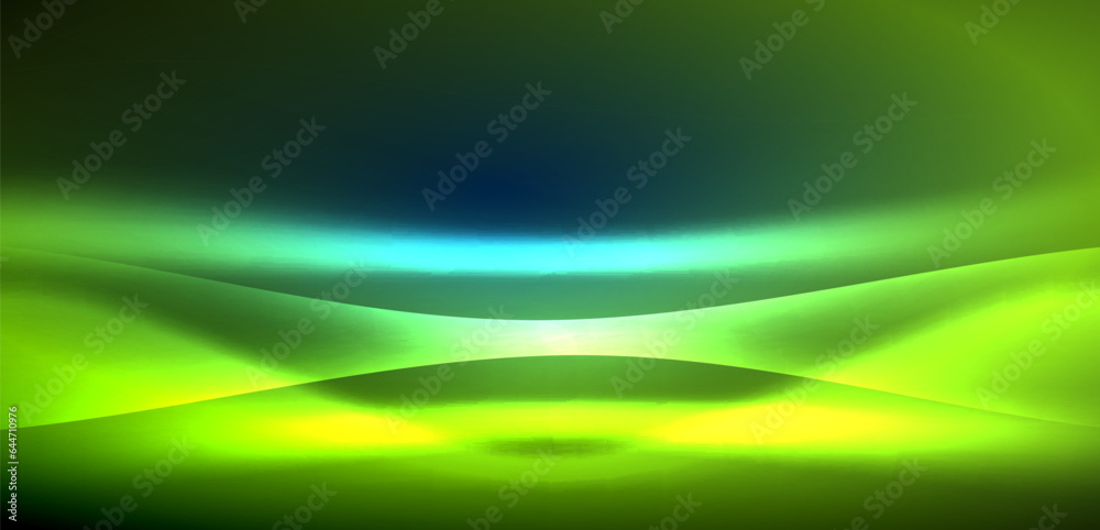 Dynamic waves in ethereal glow of neon lights. Concept merges fluidity of motion with vibrant allure of neon, crafting entrancing backdrop that embodies both vitality and futuristic sophistication Dynamic waves in ethereal glow of neon lights. Concept merges fluidity of motion with vibrant allure of neon, crafting entrancing backdrop that embodies both vitality and futuristic sophistication
