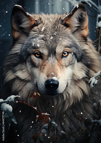 Illustration of a wolf in the woods