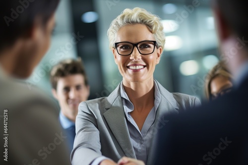 successful business people shaking hands in the office. Finishing successful meeting. handshake in the office