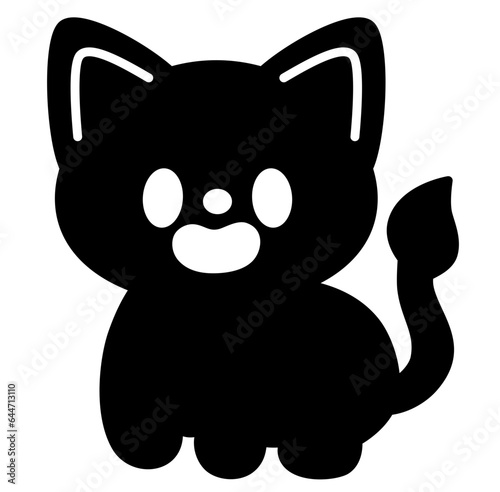 Cute kawaii cat halloween cartoon silhouette