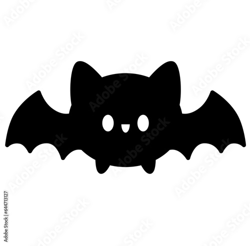 Cute kawaii bat halloween cartoon silhouette