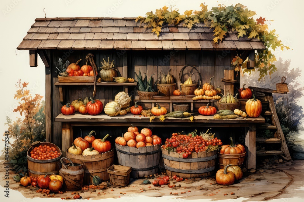 pumpkins and gourds in a basket