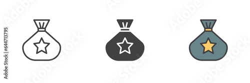 Bonus money bag different style icon set