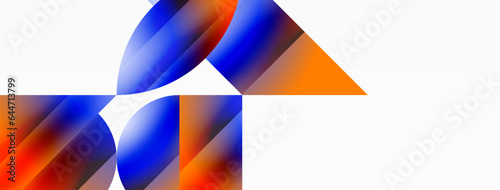Serene gradient template. Circles and triangles mingle in minimalist perfection. Gentle fusion of forms and hues creates balanced yet captivating backdrop, embodying modern sophistication